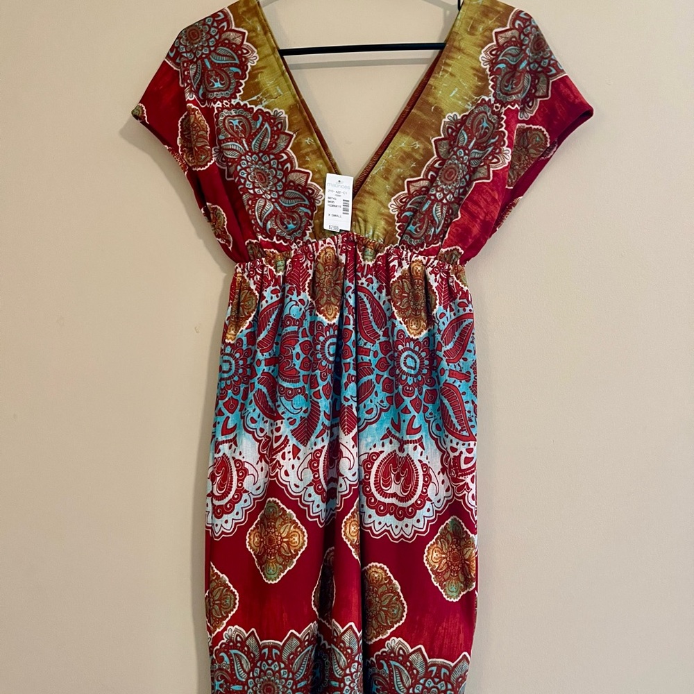 Maurices Red and Blue Patterned Dress
